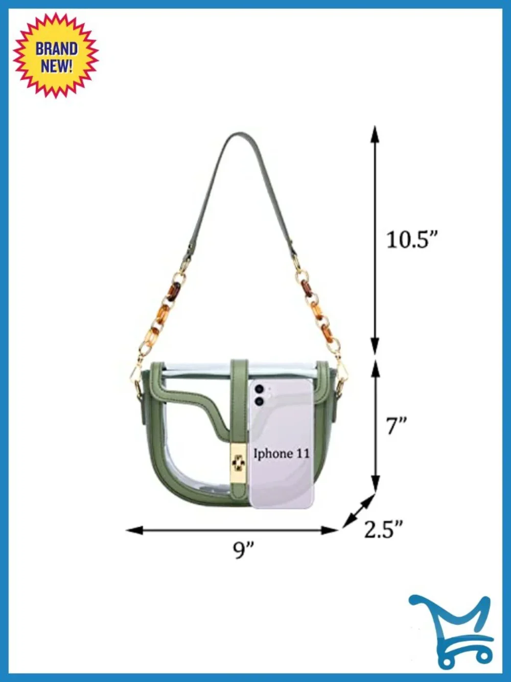 Clear Crossbody Purse Stadium Approved Women Transparent Shoulder Bag 2 Straps